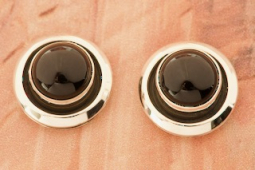 Artie Yellowhorse Genuine Black Onyx Sterling Silver Post Earrings